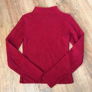 Red Mock neck reversible sweater
